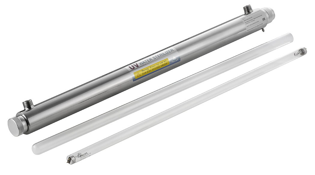 УФ-стерилизатор: стальной корпус, ультрафиолетовая лампа и кварцевый чехол