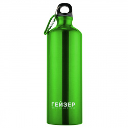 Бутылка для воды с карабином, зеленая, с логотипом